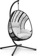 Sedia Sospesa da Giardino XXL con Cuscino Resistente alle Intemperie, 150 kg, Grigio Chiaro