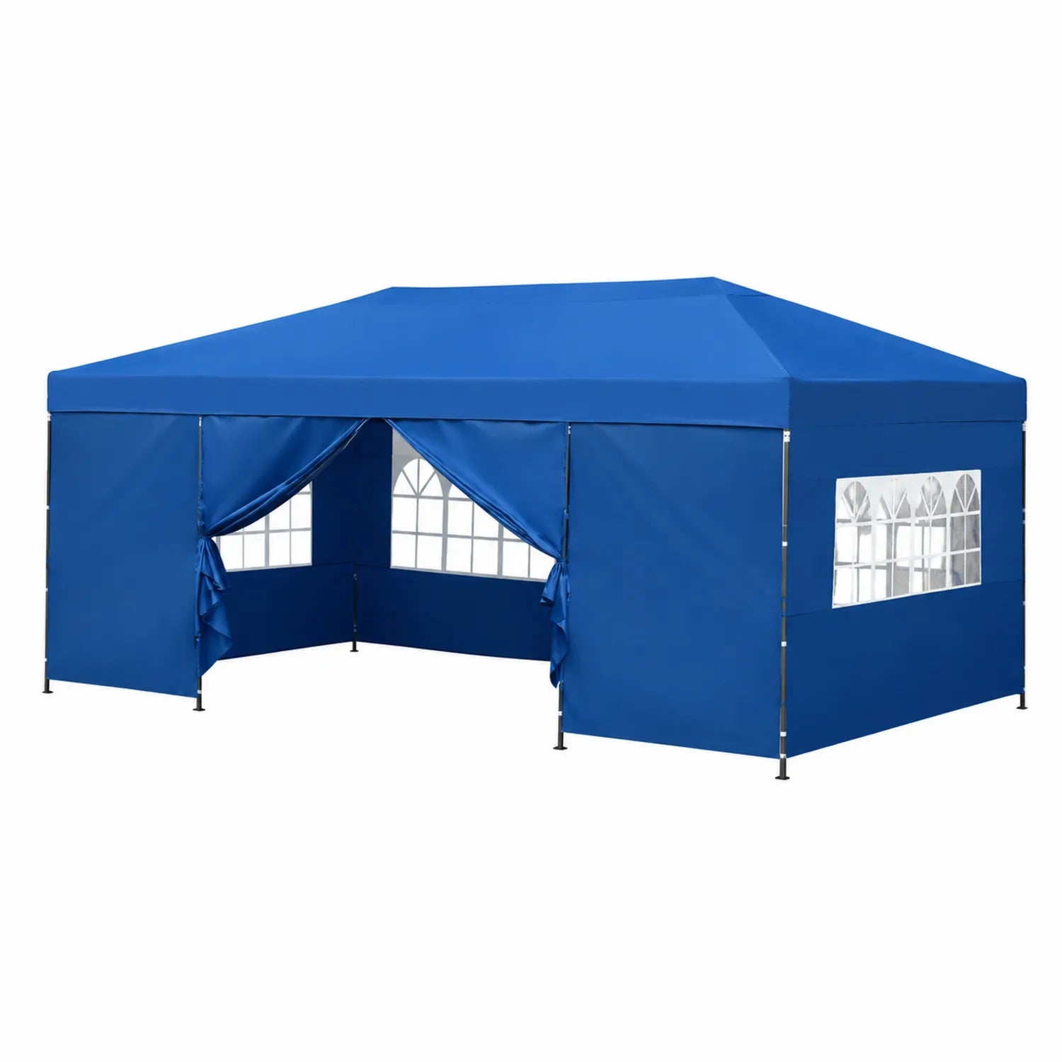 Gazebo da Giardino in Acciaio e Poliestere 3x6m Blu