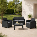 Set da Giardino Sidney Antracite con Tavolo, Divano e Poltrone