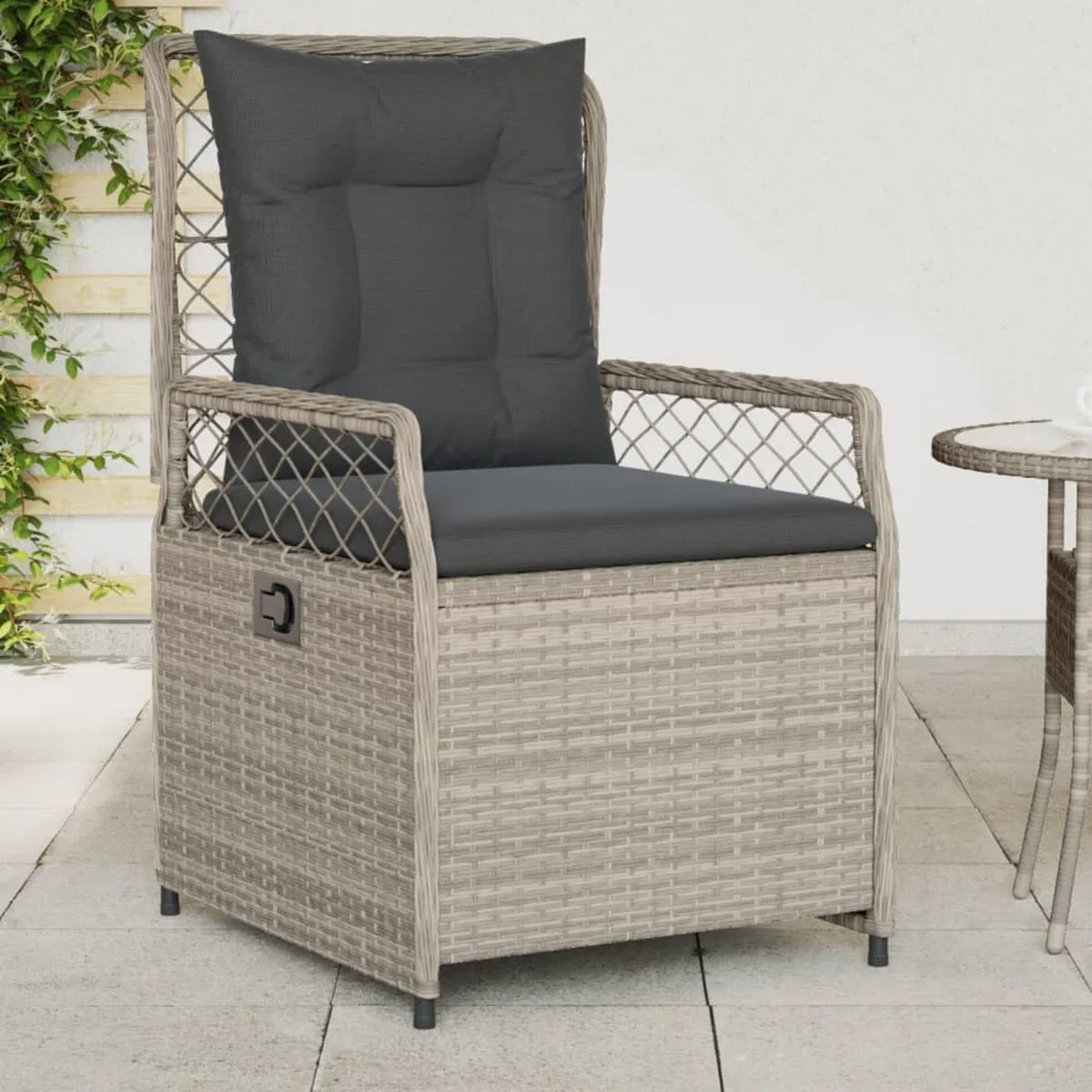 Set di 2 sedie reclinabili da giardino in rattan grigio chiaro con cuscini rimovibili