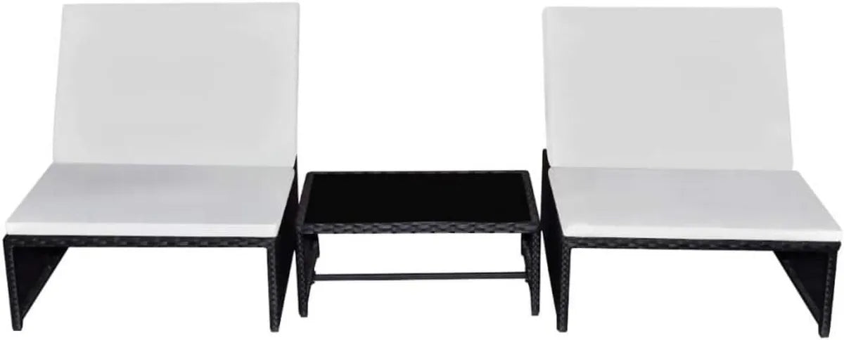 Set di Sedie Reclinabili da Giardino in Rattan con Tavolino, Poltrone con Cuscini Rimovibili Crema, Divano Relax per Esterno