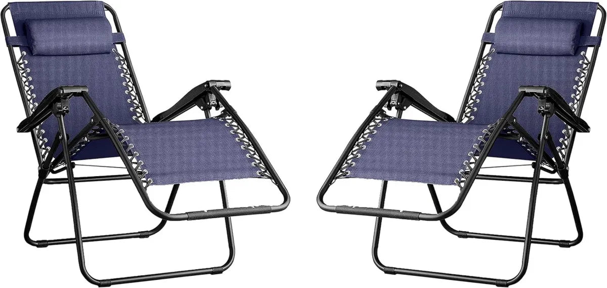 Sdraio Ergonomiche da Giardino con Portabicchieri e Poggiatesta, Sedia Pieghevole da Esterno Zero Gravity, Capacità 120kg, Set di 2