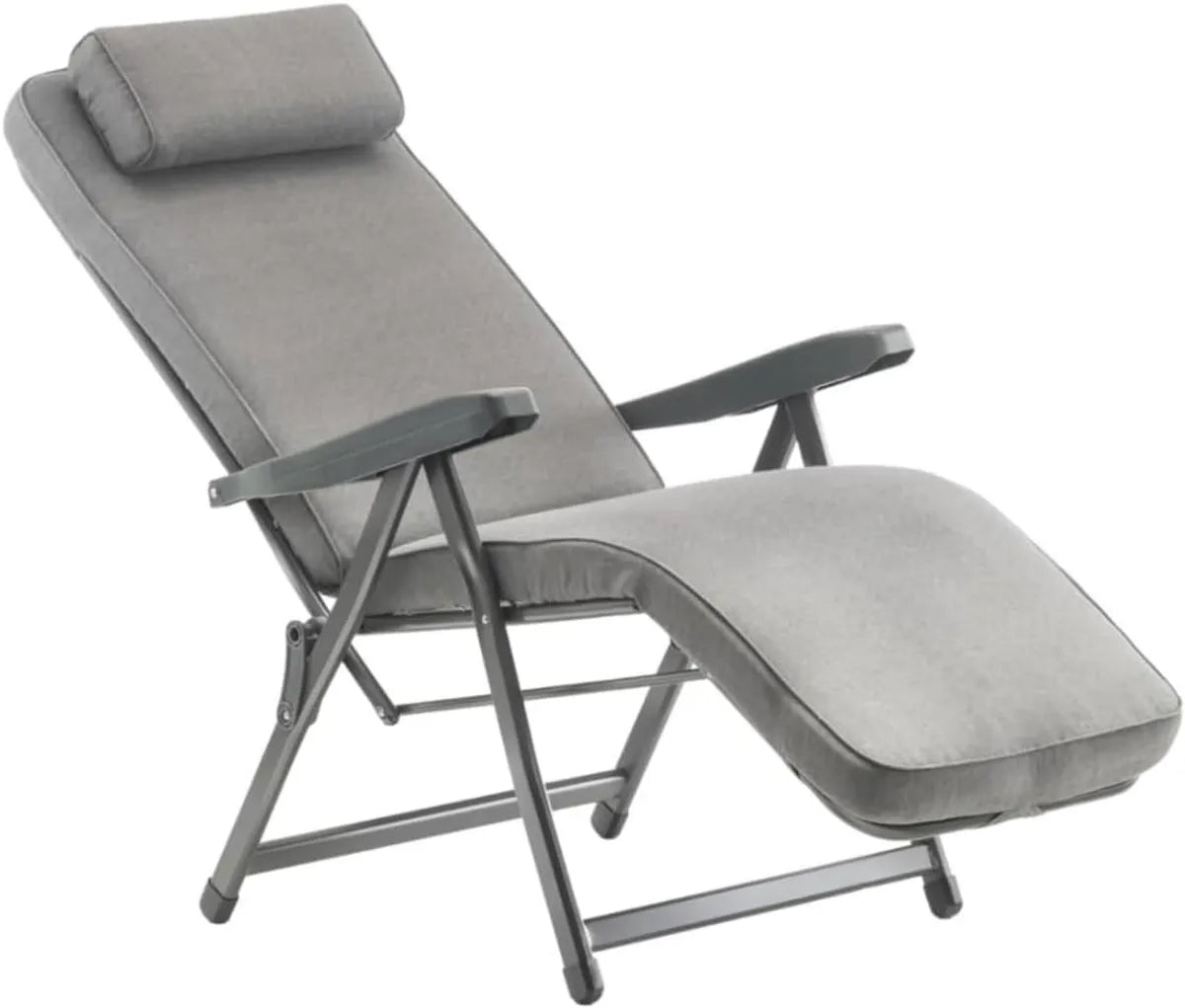 Tomaino - Poltrona Reclinabile Imbottita per Relax in Casa e Giardino - Comoda e Pieghevole, Ideale per Interno ed Esterno (Automatica, Grigio)