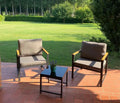 Set da giardino ZANTE con 2 poltrone e tavolino in acciaio antracite, cuscini grigi