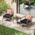 Set da Giardino 3 Pezzi: 2 Sedie con Cuscini e Tavolino in Rattan Regolabile