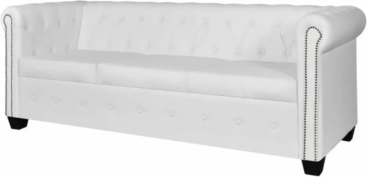 Divano Chesterfield 3 Posti in Ecopelle Bianca da Esterno