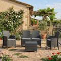 Set da Giardino Urano in Rattan Sintetico con Cuscini Antracite, Made in Italy