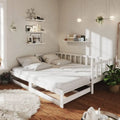 Divano Letto Estraibile in Pino Massello Bianco 90x200 cm per Interni ed Esterni