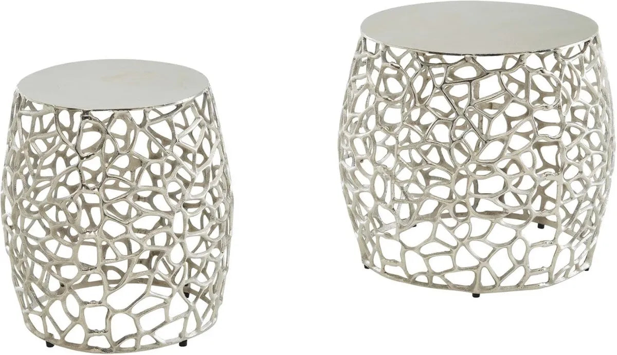 Set di 2 tavolini rotondi in alluminio design moderno