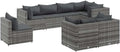 Set Divani da Giardino 8 Pezzi in Rattan Sintetico con Cuscini Grigi