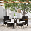 Set di Divani da Giardino in Polyrattan Nero, 5 Pezzi, Modulare