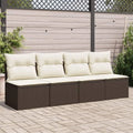 Set Salotto da Giardino in Polyrattan Marrone a 4 Posti con Cuscini