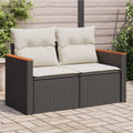 Divano Modulare da Giardino in Polyrattan Nero con Cuscini a 2 Posti