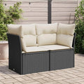 Set Divano Modulare da Giardino in Polyrattan Nero con Cuscini a 2 Posti