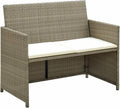 Divano a 2 Posti da Giardino in Polyrattan Beige con Cuscini