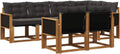 Set Divano da Giardino in Rattan con Cuscini Nero e Naturale, 7 Pezzi, Salotto Esterno Comodo e Elegante