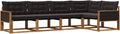Set Divani da Giardino in Rattan con Cuscini, 5 Pezzi, Design Moderno Nero e Naturale