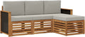 Set Divani da Giardino 4 Pezzi Naturale e Grigio Chiaro, Divano Modulabile Esterno