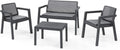Set Salotto da Giardino Keter Emily in Grafite con Divano, Poltrone e Tavolino