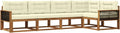 Set Divani da Giardino in Rattan 5 pezzi, Naturale e Crema, Arredo Esterno Resistente, Comfort e Stile per il Patio
