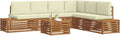 Set Divani da Giardino in Rattan con Cuscini, 7 Pezzi, Naturale e Crema, Stile Moderno