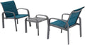 Set Mobili Giardino 2 Posti in Alluminio Blu Anatra Grafite