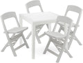 Set da Giardino Falconara: Tavolo e 2 Sedie Pieghevoli, Uso Interno o Esterno, Made in Italy, Colore Bianco