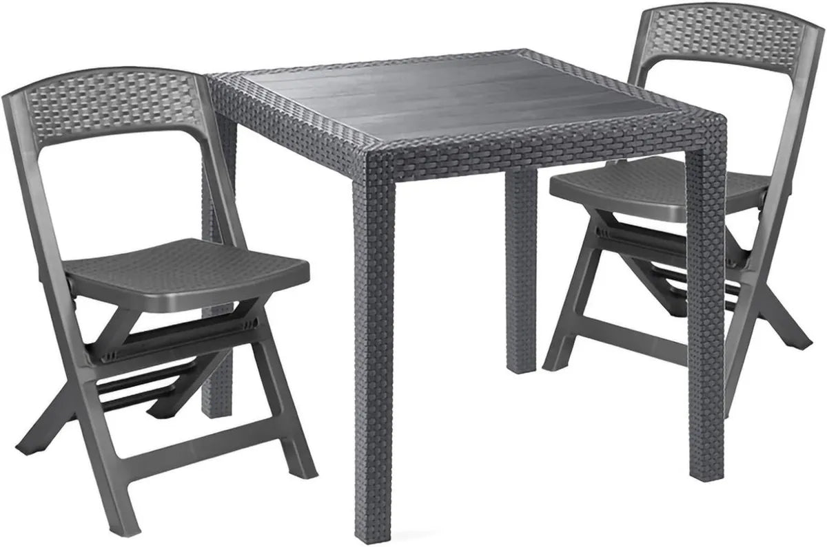 Arredo da Giardino Falconara: Tavolo e Sedie Pieghevoli Antracite Made in Italy