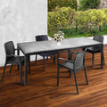 Set da Giardino Manarola con Tavolo Allungabile e Sedie in Rattan Sintetico, 100% Made in Italy, Colore Antracite