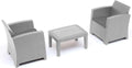 Set Salotto da Esterno in Resina con 2 Poltrone e Tavolino, Colore Grigio Chiaro