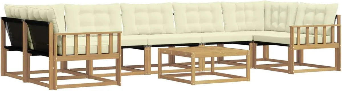 Set Divani da Giardino 8 Pezzi Bianco Crema, Mobili Moderni Resistenti per Esterni