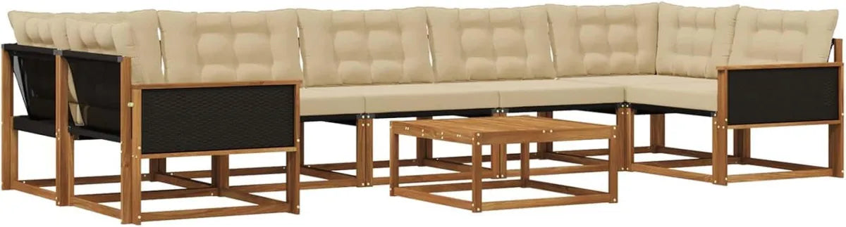 Set Divani da Esterno 8 Pezzi con Cuscini Naturali Beige, Elegante Arredo Giardino