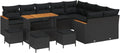 Set Salotto da Giardino 13 Pezzi in Polyrattan Nero, Arredo Esterno Moderno per Terrazza e Giardino