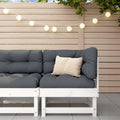 Set Divano Angolare da Giardino in Legno Bianco di Lusso
