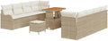 Set Divano da Giardino in Polirattan Beige con Cuscini, 11 Pezzi, Arredo da Esterno Modulare e Resistente ai Raggi UV