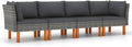 Set Divano da Giardino in Polyrattan Grigio con Cuscini