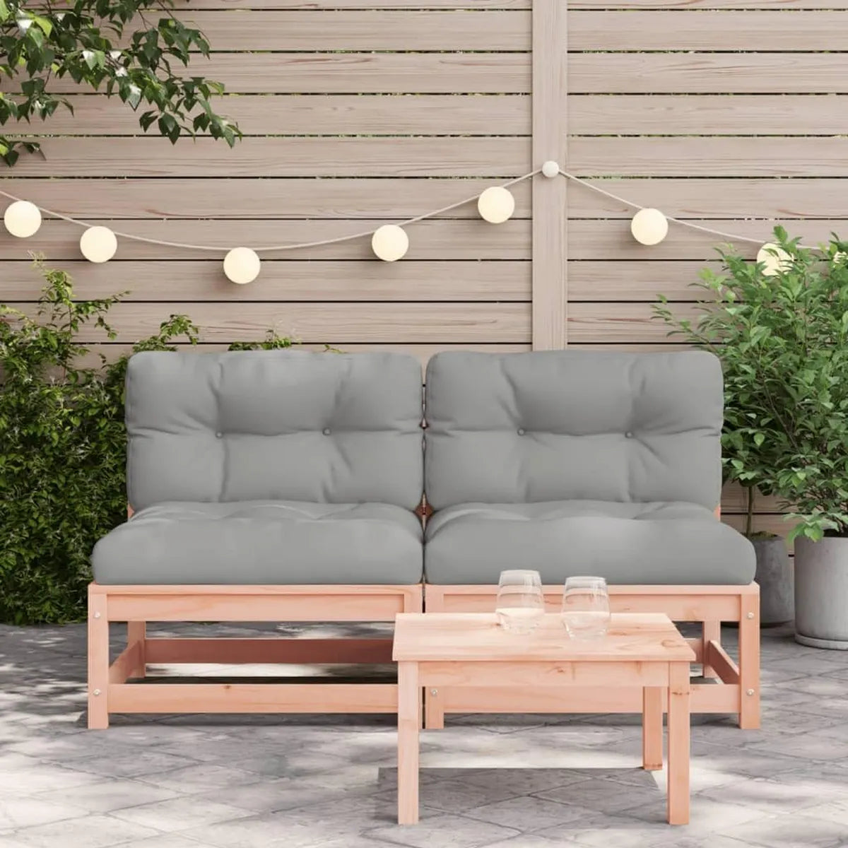 Set da giardino modulare 2 pz con cuscini senza braccioli
