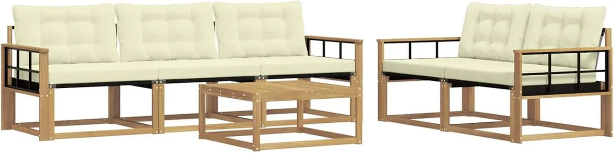 Set Divani da Giardino 6 Pezzi Bianchi e Crema, Moderni e Resistenti