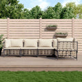 Set di Divani da Giardino 5 Pezzi con Cuscini Antracite in Polyrattan