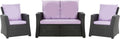 Set Cuscini in Rattan per Giardino 4-5 Posti - Divano, Sedia a Dondolo, Salotto Interni ed Esterni, Poliestere Impermeabile (Viola Chiaro, 110x60x50 / 2x 50x56)