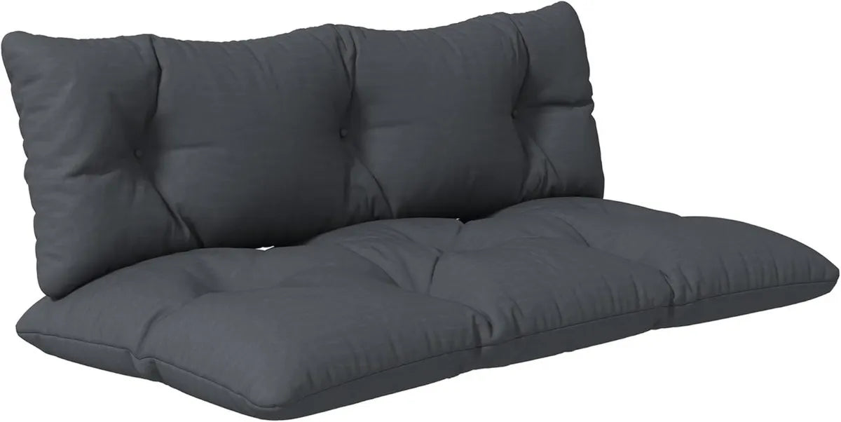 Cuscini per Pallet Outsunny Grigio Carbone 120x60 cm, Set di 2 per Schienale e Seduta, Imbottitura Spessa per Interno ed Esterno