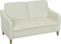 Divano Biposto in Sherpa con Cuscini Lavabili e Struttura in Eucalipto, Crema 137x69x82 cm