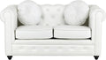 Divano Chesterfield Vintage Trapuntato in Ecopelle, 2 Posti, Panna