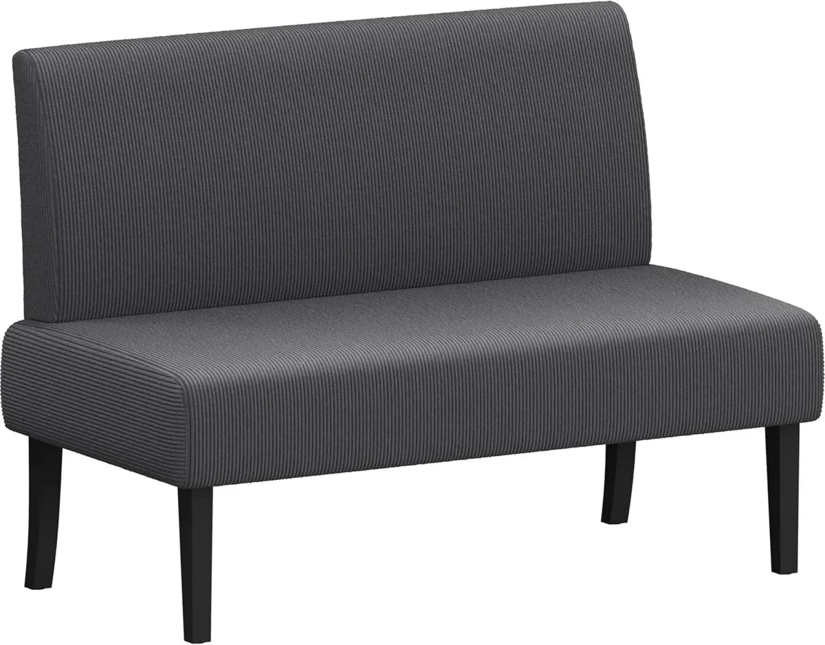 Divano Contemporaneo Tessile a 2 Posti con Gambe in Legno, Schienale Ergonomico, Senza Braccioli, per Soggiorno e Ufficio, Grigio