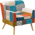 Divano Monoposto Primavera in Tessuto Patchwork con Struttura in Legno