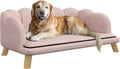 PawHut Sofà per Cani di Taglia Media, Schienale Ergonomico e Gambe in Legno, Rivestimento Rimovibile, Rosa