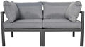 Set di Mobili da Giardino Rodi in Alluminio per Terrazza e Balcone, Divano a Due Posti, Colore Nero-Grigio