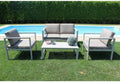Set Salotto da Giardino in Alluminio con Divano, Poltrone e Tavolino, Cuscini Inclusi Tortora