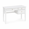 Scrivania rettangolare in legno bianco con 3 cassetti