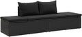 Sedia a Sdraio in Polyrattan Nero con Cuscini e Telaio in Acciaio